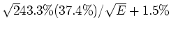 $\sqrt{2}43.3\% (37.4\%) / \sqrt{E} + 1.5\%$