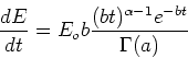 \begin{displaymath}
\frac{dE}{dt} = E_{o}b
\frac{(bt)^{\alpha-1}e^{-bt}}{\Gamma(a)}
\end{displaymath}